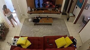 hot wife thay ksada lets delivery man suck her on sofa