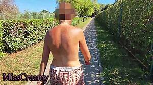 pussy flash - my exhibitionist wife walks naked in spain streets where many pass - caught