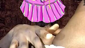 A muscular man explores a levitating pussy with big clit and small waist in lingerie