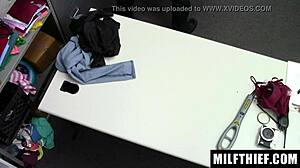 Hot milf lisey sweet steals lingerie while being watched in hardcore shop scene