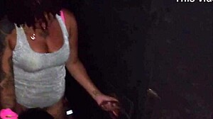 Cuckold watches slut in gloryhole booth action