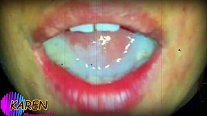 Karen jugando con mas semen en la boca slow motion