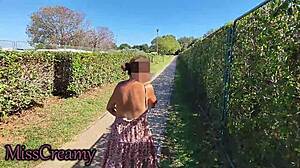 pussy flash - my exhibitionist wife walks naked in spain streets where many pass - caught