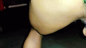 She walks in piss while he stays in chastity cage