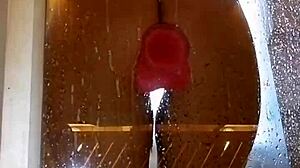 Girl Teases Her Appetizing Ass with Pink Dildo in Shower!