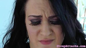 bootylicious domina deepthroats her sub, then rims and straps him in femdom domination.