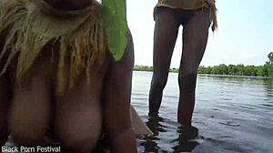 my two african zulu wives bathing in the village which tits do you like better
