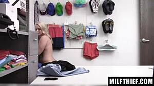 Hot milf lisey sweet steals lingerie while being watched in hardcore shop scene
