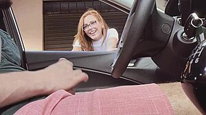 Hot amateur delivers intense public handjob on busy street