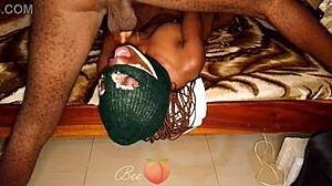 Prep for upside down deepthroat on set