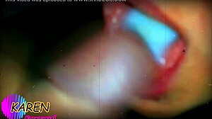 Karen jugando con mas semen en la boca slow motion