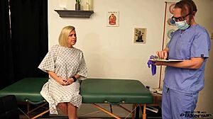 kyla undergoes her massage assessment in a parody setting