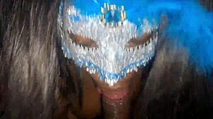 i got a blowjob from masked ebony and cum in her mouth