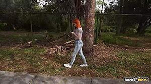 Sawyer Kelly Gets Her Shaved Tight Pussy Stretched By Huge Dick In Bang Bus