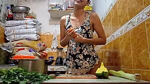 Latina Prostitute Eats Carrot Before Getting Fucked And Cum