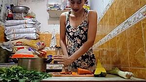 Latina Prostitute Eats Carrot Before Getting Fucked And Cum