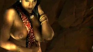 brunette milf performs intense seductive striptease, ripping clothes