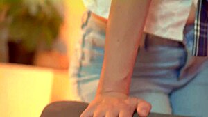 Two girlfriends made their slave guys cum.