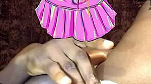 A muscular man explores a levitating pussy with big clit and small waist in lingerie