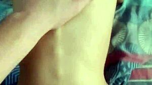 small teen 18+ with perfect little ass plays doggystyle with older man