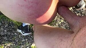 Submissive wife gets SPANKED and FISTED at public subway station