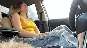 i squirted so hard in the car, public orgasm was intense...