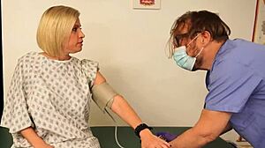 kyla undergoes her massage assessment in a parody setting