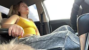 i squirted so hard in the car, public orgasm was intense...