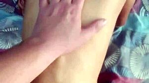 small teen 18+ with perfect little ass plays doggystyle with older man