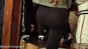 Bubble butt latina spied in leggings during concert 😏