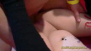 Imagine her first time in a rough sexclub fuck party orgy with banging and bukkake