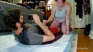 liza wets panties peeing on andy, plays with his dick.