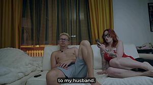 Step Mom Shares Couch With Step Son - Massage Ends In Facial Blast!