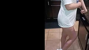 I love how that little shy blonde rides my big black cock passionately