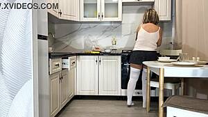 did stepmom notice her white panties visible and got anal from stepson?