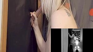 A homemade gloryhole session with deepthroat and cum