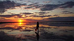 walk on red sunset of elton salt lake
