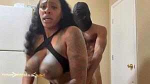 thick big booty chick teases lingerie before doggy fuck