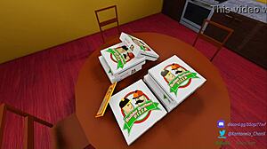 Two sexy pizza workers fuck the customer