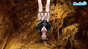 Amateur Teen in Bat Costume Masturbates Upside Down