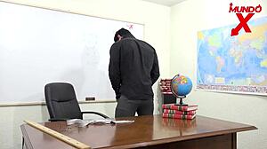 The teachers meet in the classroom and he fucks celeste cruz hard in the ass.