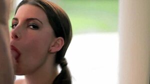 Beautiful babe sucks it down deep in throat