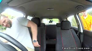 fake driving instructors friend bangs blonde in classroom