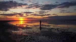 walk on red sunset of elton salt lake