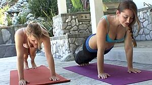 hot lesbian sex during the yoga lesson?