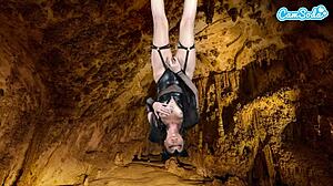 Amateur Teen in Bat Costume Masturbates Upside Down