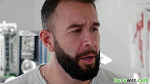 Sexy Blonde Teen Masseur Explains Nuru Massage To Client