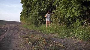 Walking outdoors and flashing ass under skirt. Teasing with upskirt views.