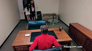 Threeway with the busty vice principal and latina secretary