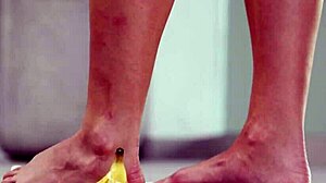 4k hot footfetish crushing fruits with bare feet and high heels